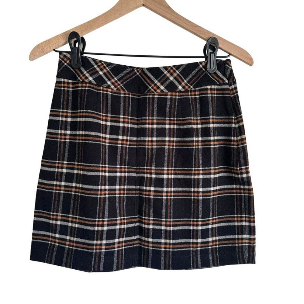 B.P Plaid Mini Flannel Skirt Black Camel S